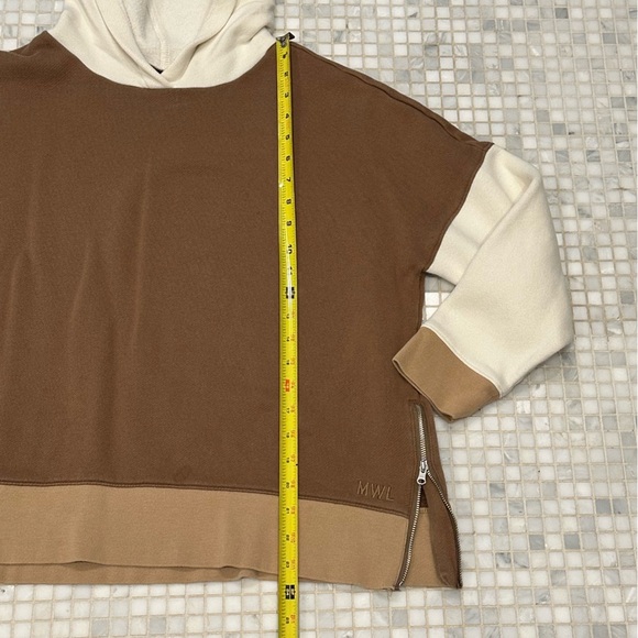 Madewell MWL Brown White Betterterry Side-Zip Colorblock Hoodie Sweatshirt - Picture 9 of 14